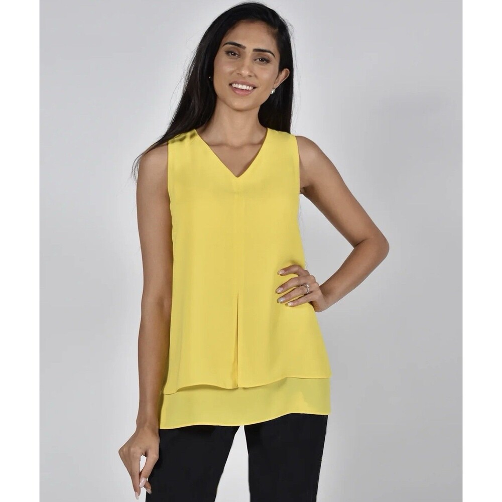 NWT Frank Lyman Yellow Sleeveless Layered Top Blouse Women’s Size 8 NEW $139